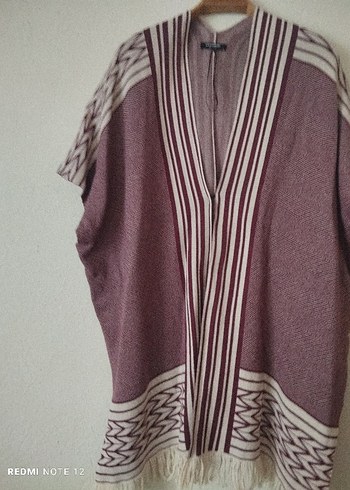 Bordo V Yaka Salaş Kadın Panço - Görsel 8