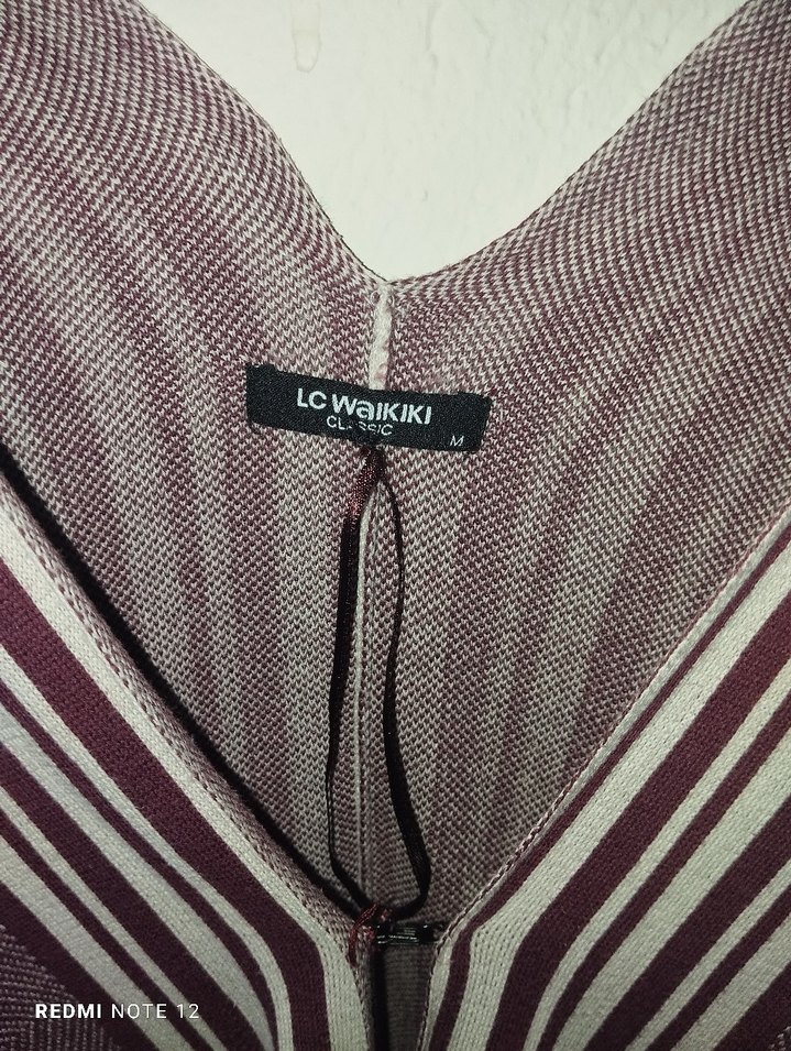 Bordo V Yaka Salaş Kadın Panço - Görsel 5