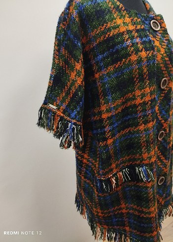 Strems Düğmeli Çok Renkli Ekoseli Kadın Ceket - Görsel 5