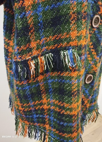 Strems Düğmeli Çok Renkli Ekoseli Kadın Ceket - Görsel 6