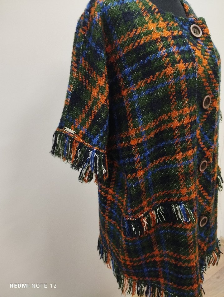 Strems Düğmeli Çok Renkli Ekoseli Kadın Ceket - Görsel 5