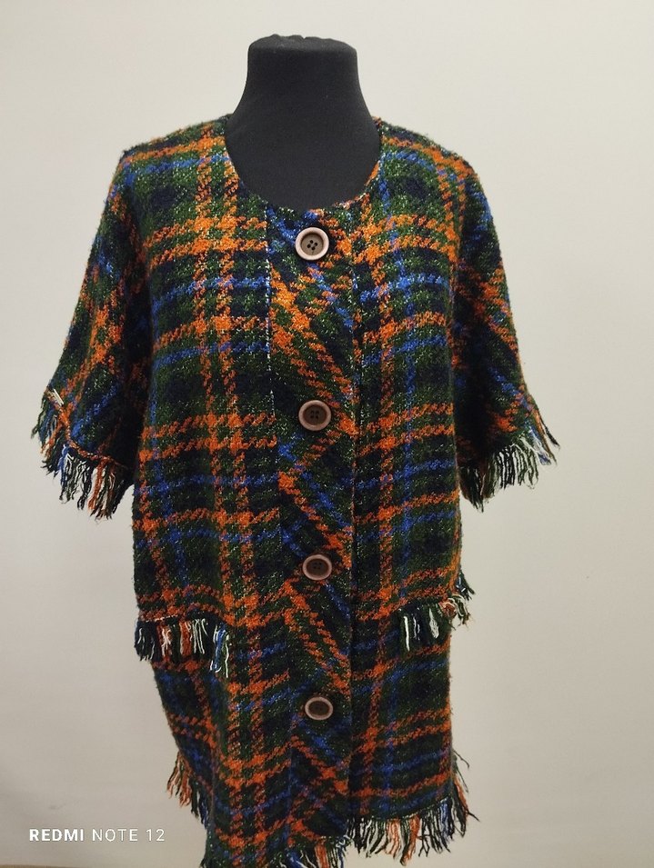 Strems Düğmeli Çok Renkli Ekoseli Kadın Ceket - Görsel 2