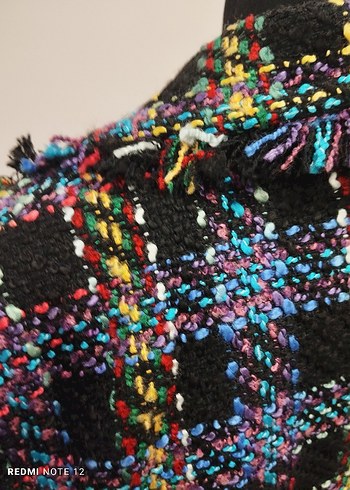 İki Düğmeli Rengarenk Tüvit Ceket - Görsel 6