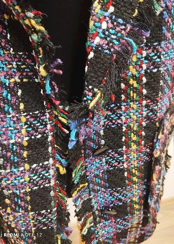 İki Düğmeli Rengarenk Tüvit Ceket - Görsel 3