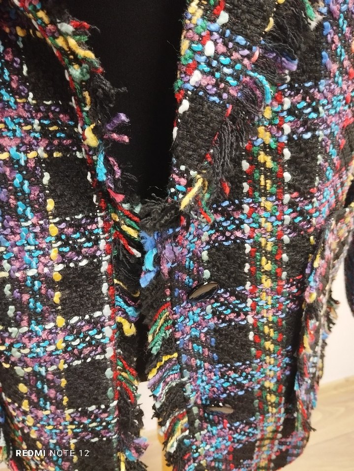 İki Düğmeli Rengarenk Tüvit Ceket - Görsel 3