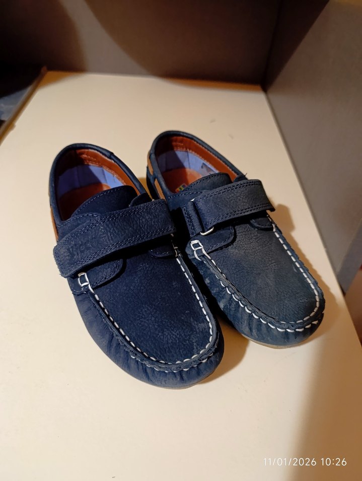 Koyu Mavi Erkek Çocuk Süet Tokalı Ayakkabı - Görsel 2