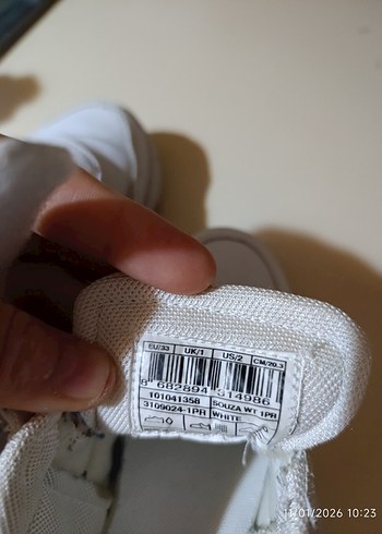 Beyaz Erkek Çocuk Sneakers, Cırt Cırtlı - Görsel 4