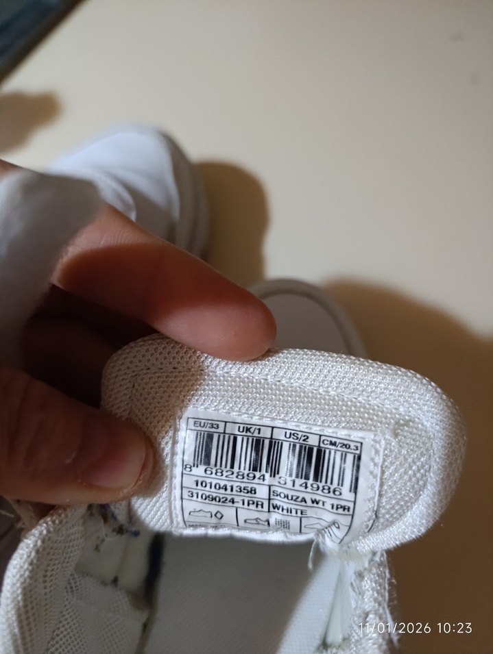 Beyaz Erkek Çocuk Sneakers, Cırt Cırtlı - Görsel 4