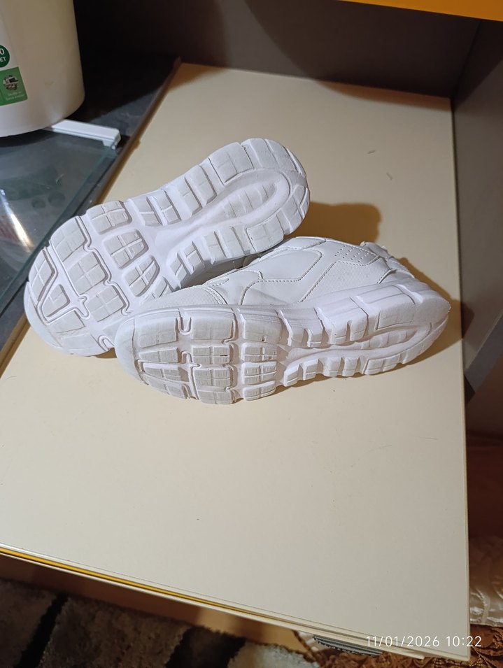 Beyaz Erkek Çocuk Sneakers, Cırt Cırtlı - Görsel 3