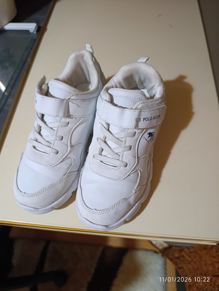 Beyaz Erkek Çocuk Sneakers, Cırt Cırtlı - Görsel 2