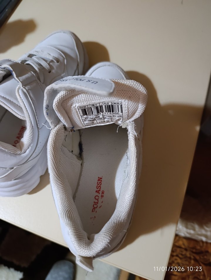 Beyaz Erkek Çocuk Sneakers, Cırt Cırtlı - Görsel 5