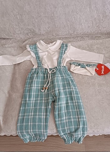 6 Ay Beden turkuaz Renk Kız bebek tulum salopet