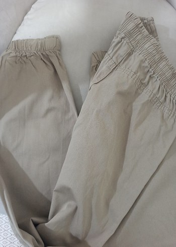 Bej Kadın Keten Salaş Midi Pantolon - Görsel 3