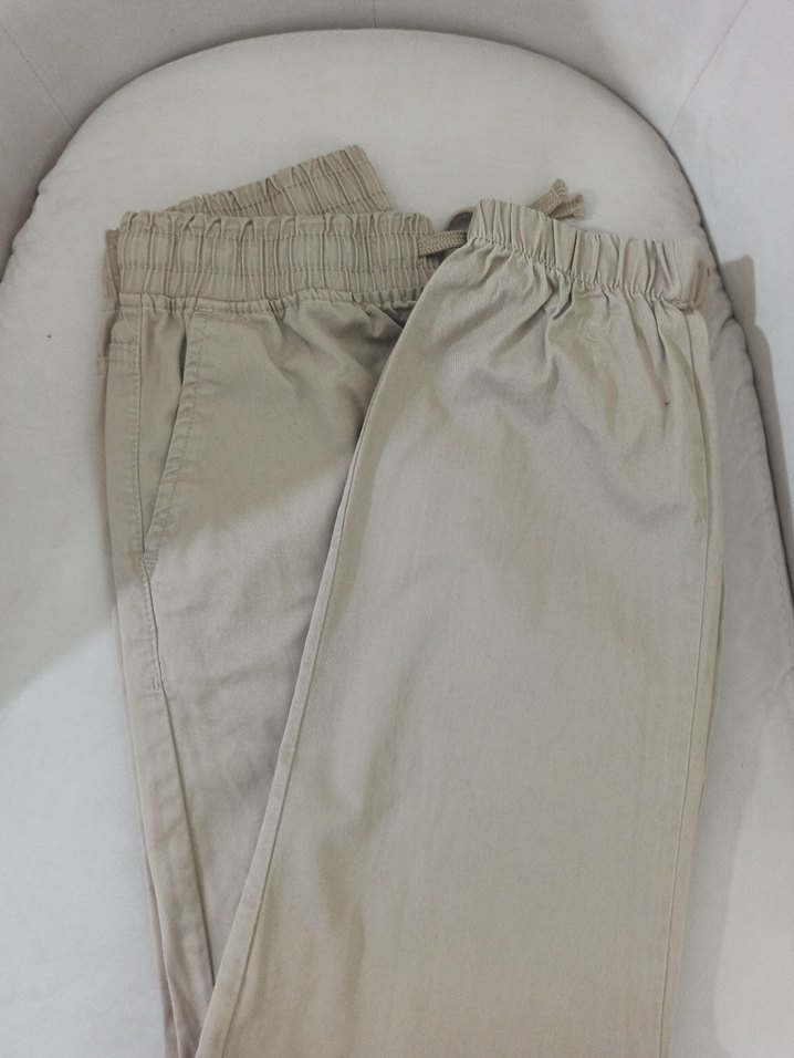 Bej Kadın Keten Salaş Midi Pantolon - Görsel 2