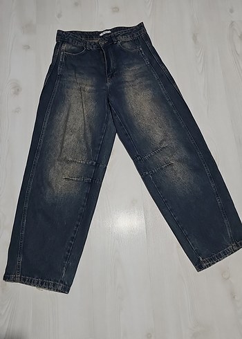 Kadın Lacivert Bol Kesim Denim Pantolon