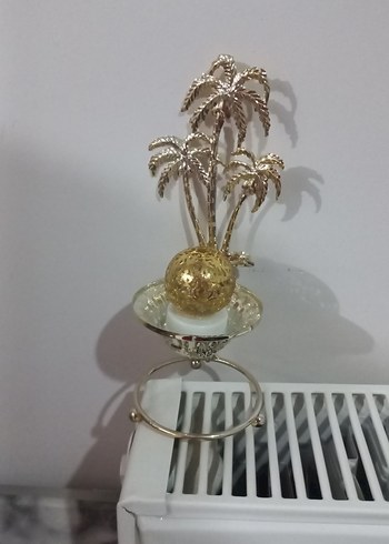 Beden altın Renk Altın Renk Tropikal Tasarımlı Mumluk