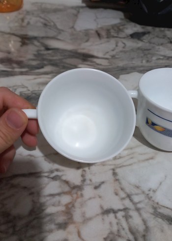 Çiçek Desenli Beyaz Porselen Fincan Seti - Görsel 3