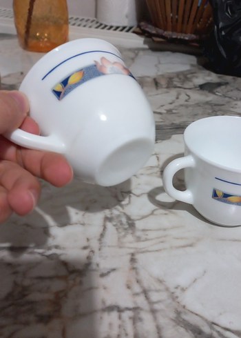 Çiçek Desenli Beyaz Porselen Fincan Seti - Görsel 7