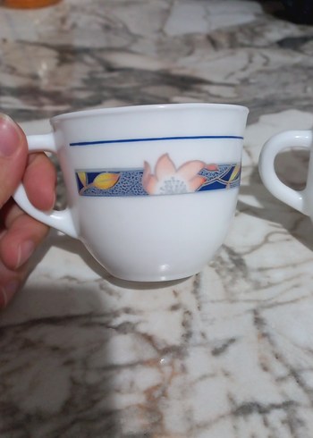 Çiçek Desenli Beyaz Porselen Fincan Seti - Görsel 2