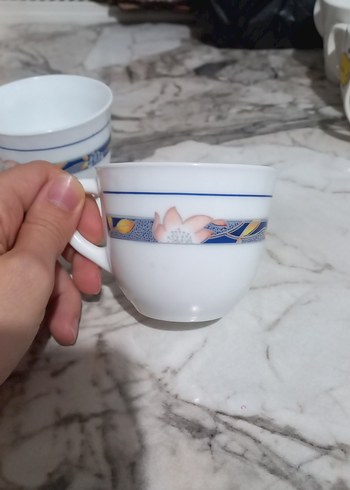 Çiçek Desenli Beyaz Porselen Fincan Seti - Görsel 4