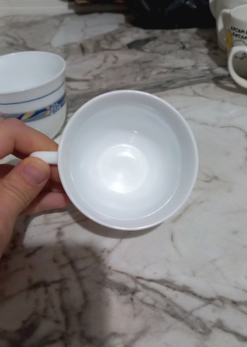 Çiçek Desenli Beyaz Porselen Fincan Seti - Görsel 5