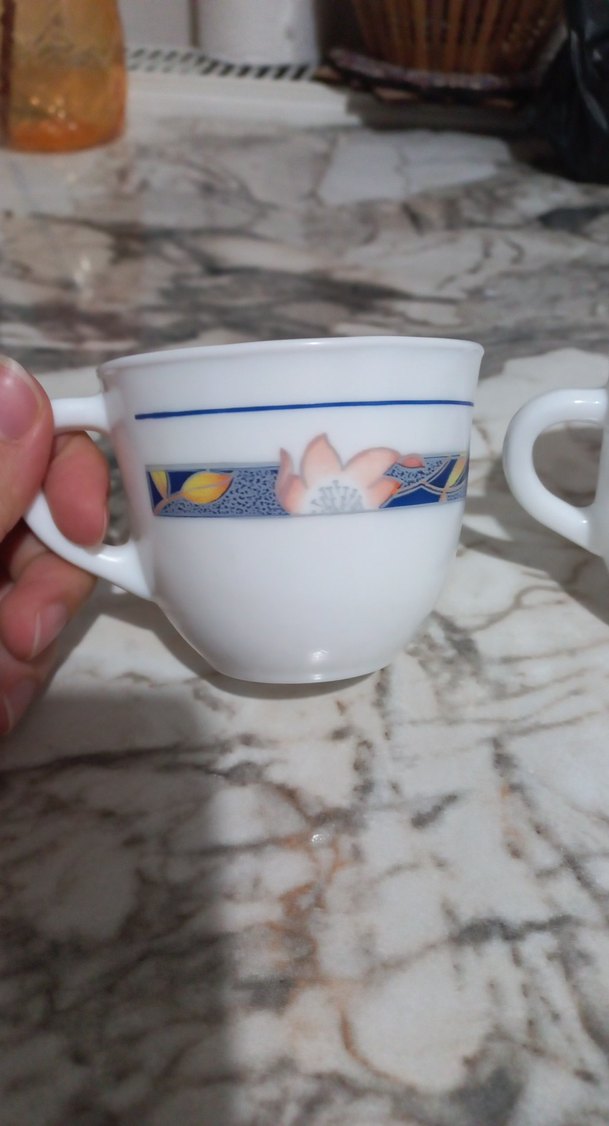 Çiçek Desenli Beyaz Porselen Fincan Seti - Görsel 2