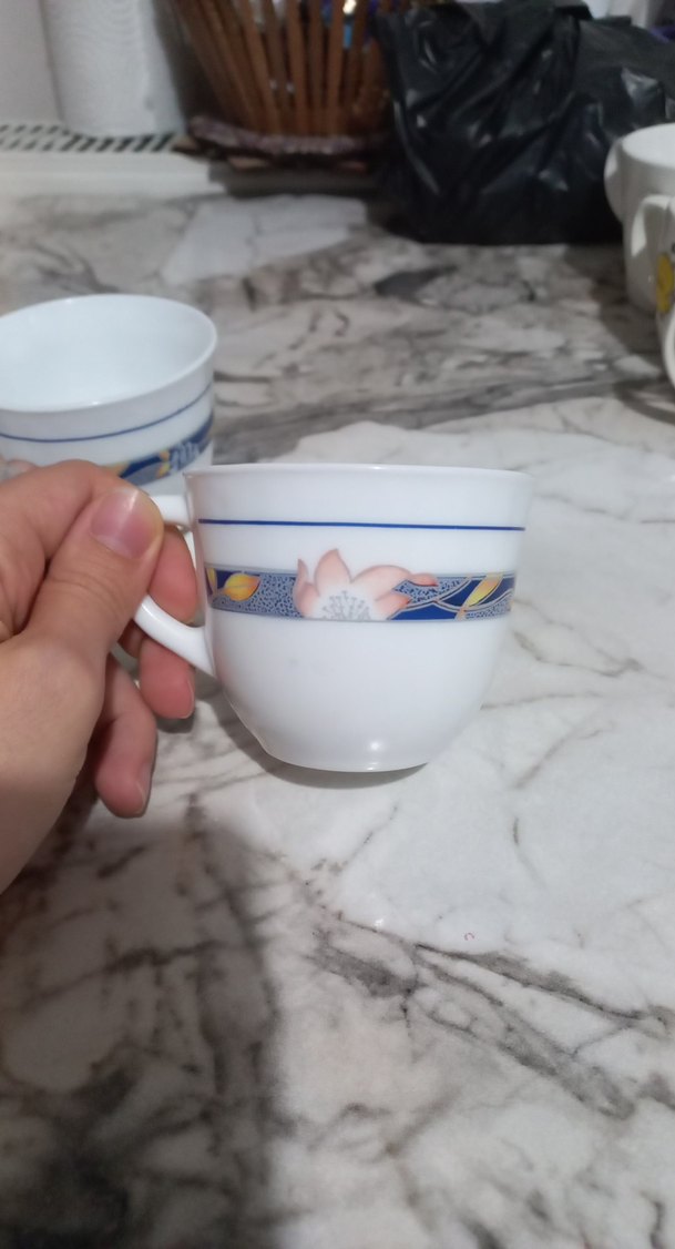 Çiçek Desenli Beyaz Porselen Fincan Seti - Görsel 4