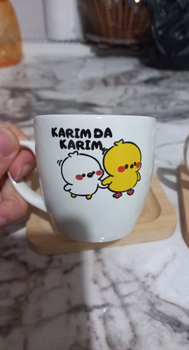 Renkli Beyaz Seramik Kupa Seti Karım da karım kocam da kocam - Görsel 3