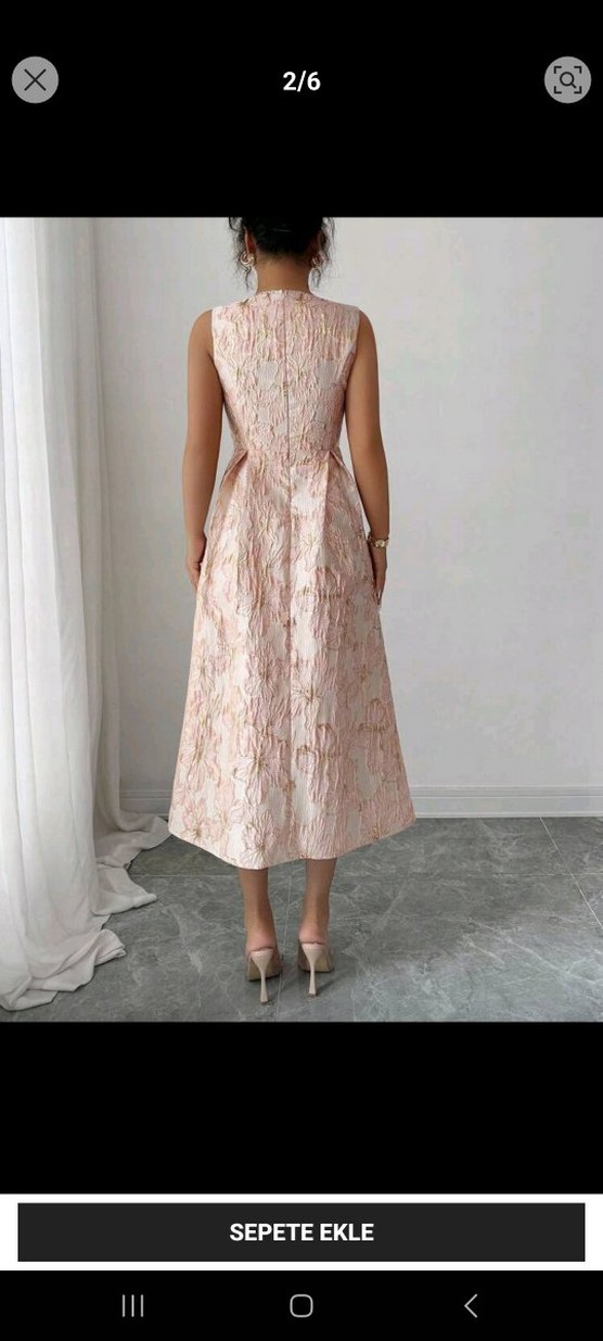 Pembe Pilili Uzun Abiye Elbise - Görsel 2
