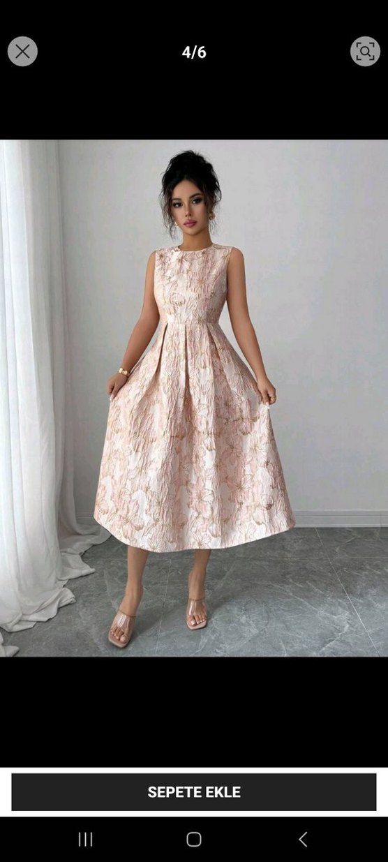 Pembe Pilili Uzun Abiye Elbise - Görsel 3