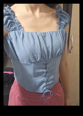 Mavi korseli büstiyer - Görsel 5