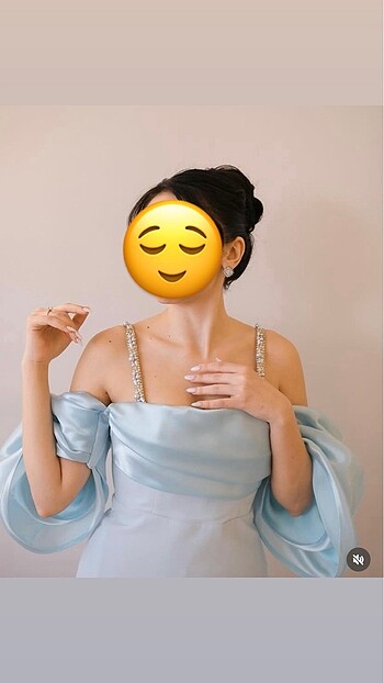 38 Beden mavi Renk Bebe mavisi balon kol abiye