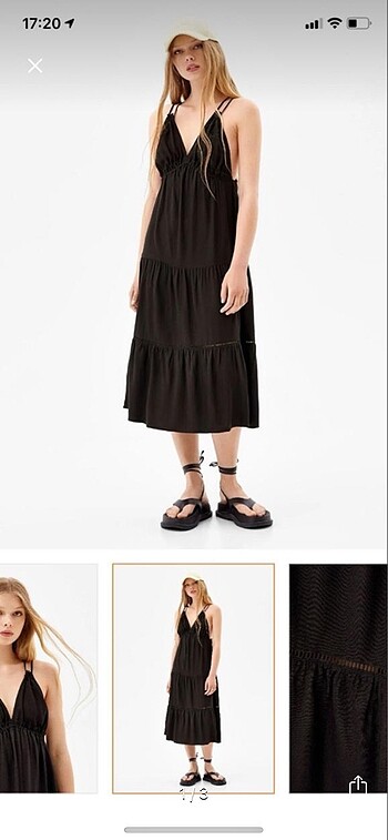 Bershka volanlı uzun elbise