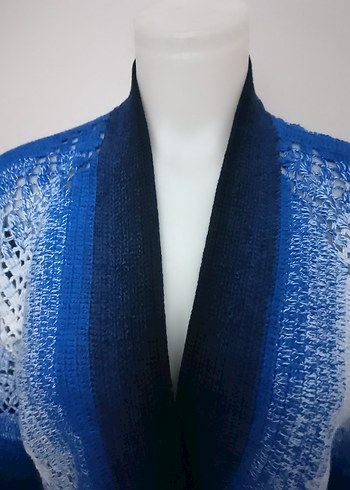 Kadın Mavi Örgü Bohem Hırka - Görsel 3