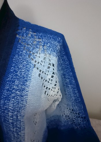 Kadın Mavi Örgü Bohem Hırka - Görsel 4