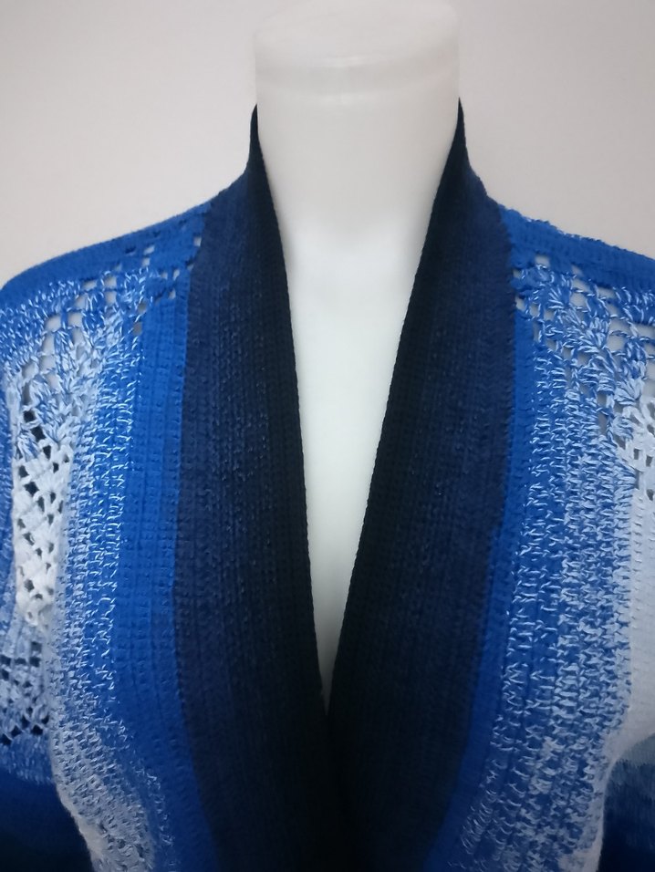 Kadın Mavi Örgü Bohem Hırka - Görsel 3