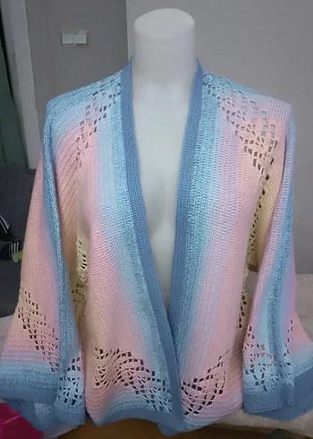 Bohem Tarz Pastel Renkli Örgü Hırka - Görsel 2