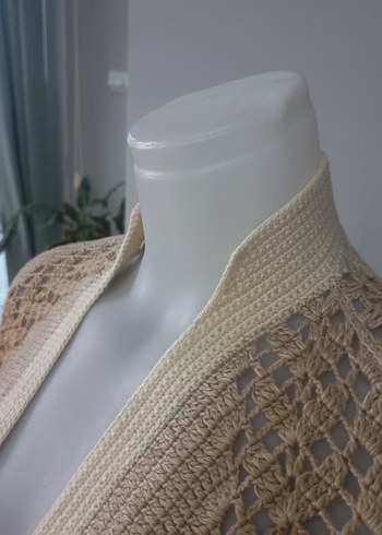 Bej Örgü Bohem Hamile Hırka - Görsel 3