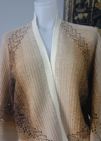 Bej Örgü Bohem Hamile Hırka - Görsel 6