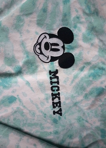 Turkuaz Tie-Dye Mickey Baskılı Kız Sweatshirt - Görsel 3