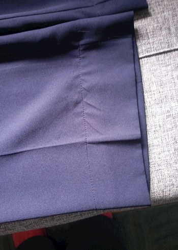 Lacivert Pilili Kadın Kumaş Pantolon - Görsel 3