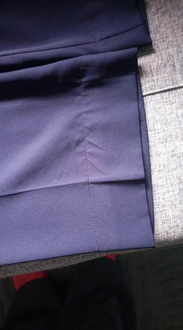 Lacivert Pilili Kadın Kumaş Pantolon - Görsel 3