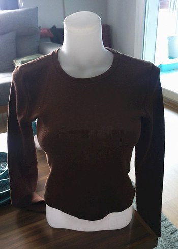 Beyaz Pamuklu Uzun Kollu Basic  Tişört - Görsel 2