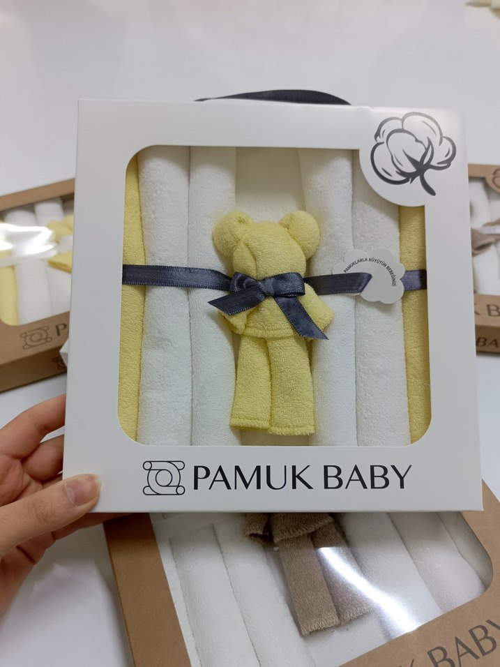 yeni doğan 7li Doğal Pamuk Havlu Mendil Seti | El Emeği - Görsel 4