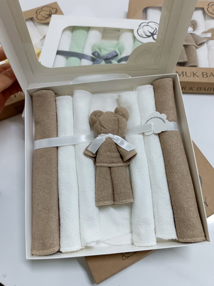yeni doğan 7li Doğal Pamuk Havlu Mendil Seti | El Emeği - Görsel 5