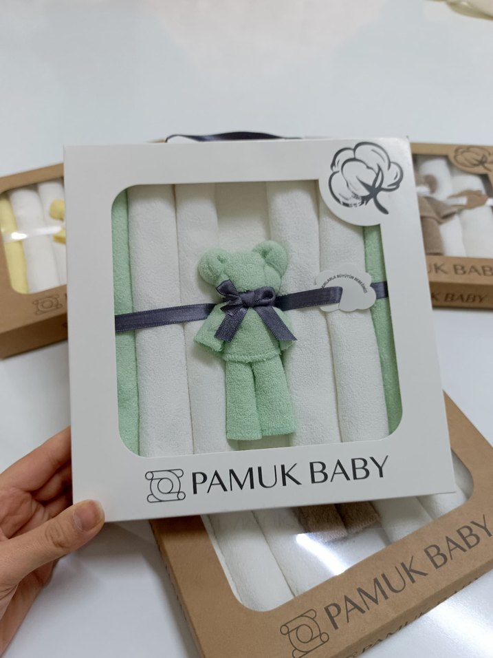 yeni doğan 7li Doğal Pamuk Havlu Mendil Seti | El Emeği - Görsel 2