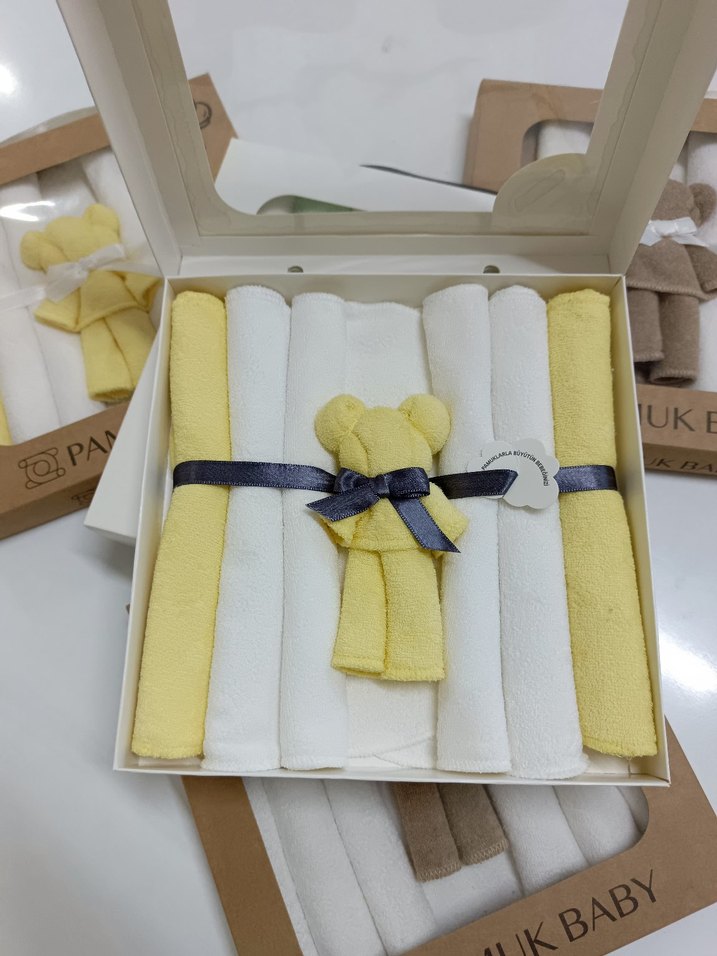 yeni doğan 7li Doğal Pamuk Havlu Mendil Seti | El Emeği - Görsel 3