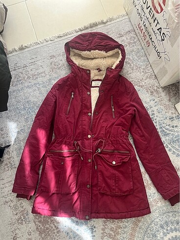 LC Waikiki Bordo kalın kadın mont