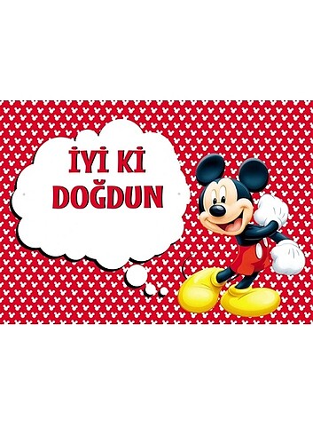İyiki doğdun pankart Mickey Mouse