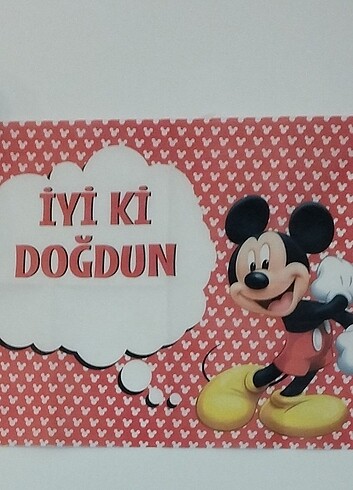  Beden Renk İyiki doğdun pankart Mickey Mouse